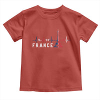 France Paris Heartbeat French Flag Eiffel Tower Souvenir Gift Toddler T Shirt