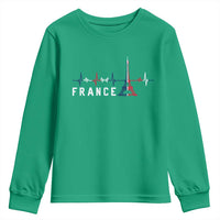 France Paris Heartbeat French Flag Eiffel Tower Souvenir Gift Youth Sweatshirt