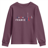France Paris Heartbeat French Flag Eiffel Tower Souvenir Gift Youth Sweatshirt
