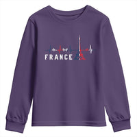 France Paris Heartbeat French Flag Eiffel Tower Souvenir Gift Youth Sweatshirt