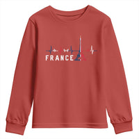 France Paris Heartbeat French Flag Eiffel Tower Souvenir Gift Youth Sweatshirt