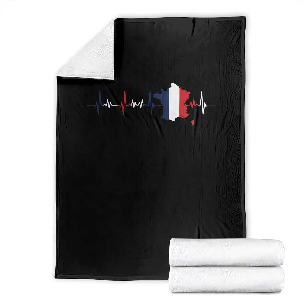 France Heartbeat EKG French Flag Map Throw Blanket