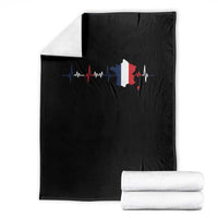 France Heartbeat EKG French Flag Map Throw Blanket