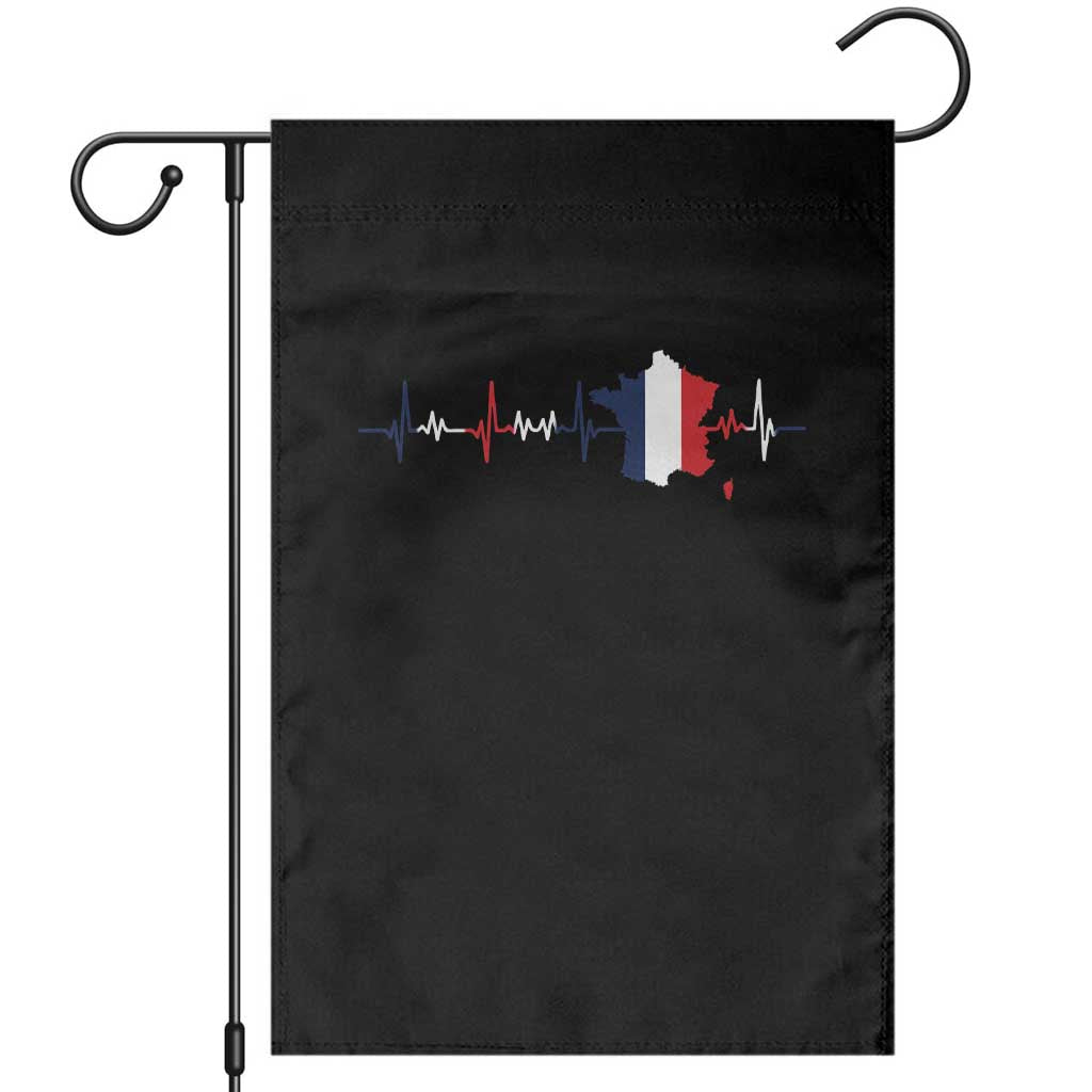 France Heartbeat EKG French Flag Map Garden Flag