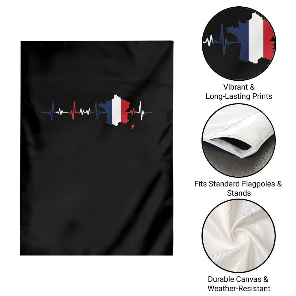 France Heartbeat EKG French Flag Map Garden Flag