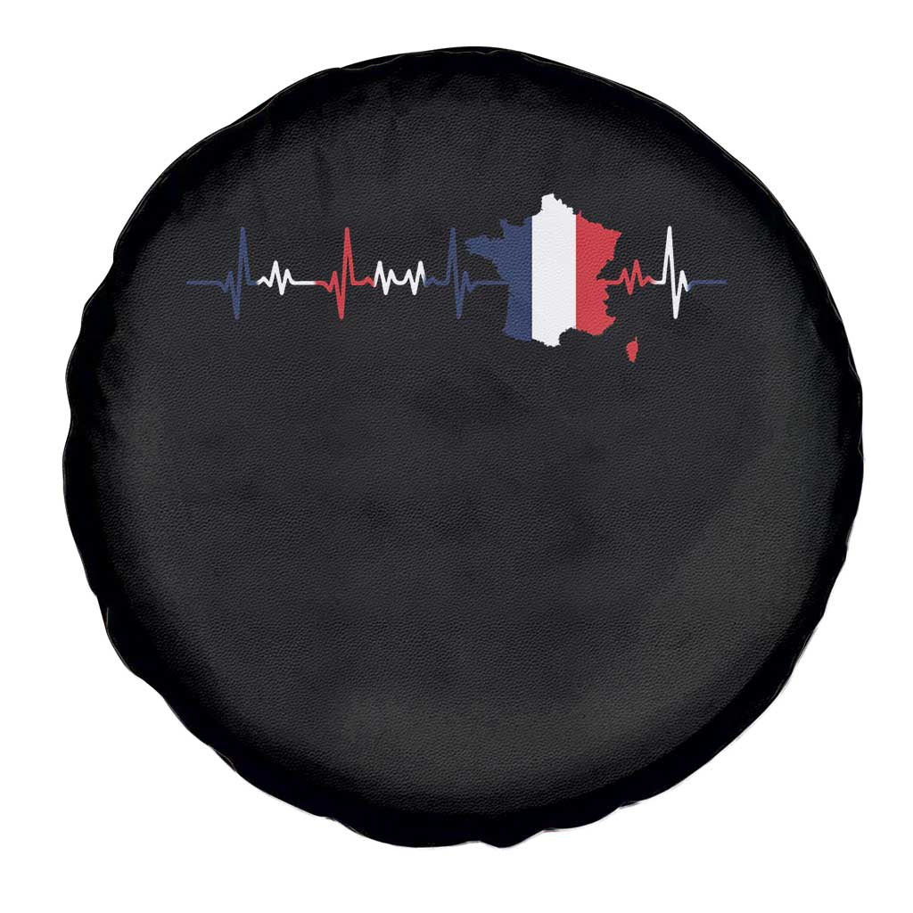 France Heartbeat EKG French Flag Map Spare Tire Cover