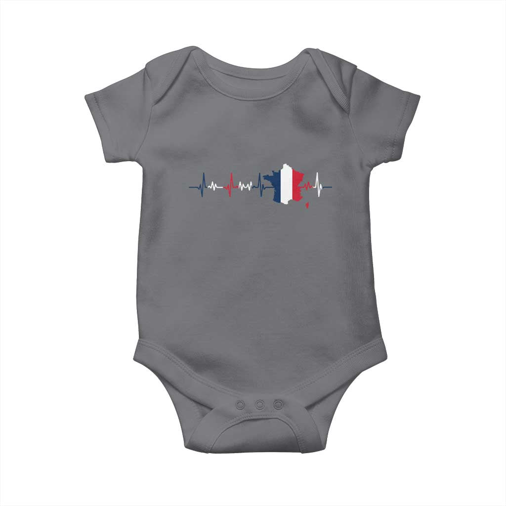 France Heartbeat EKG French Flag Map Baby Onesie