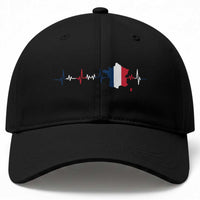 France Heartbeat EKG French Flag Map Baseball Cap