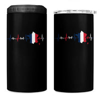France Heartbeat EKG French Flag Map 4 in 1 Can Cooler Tumbler