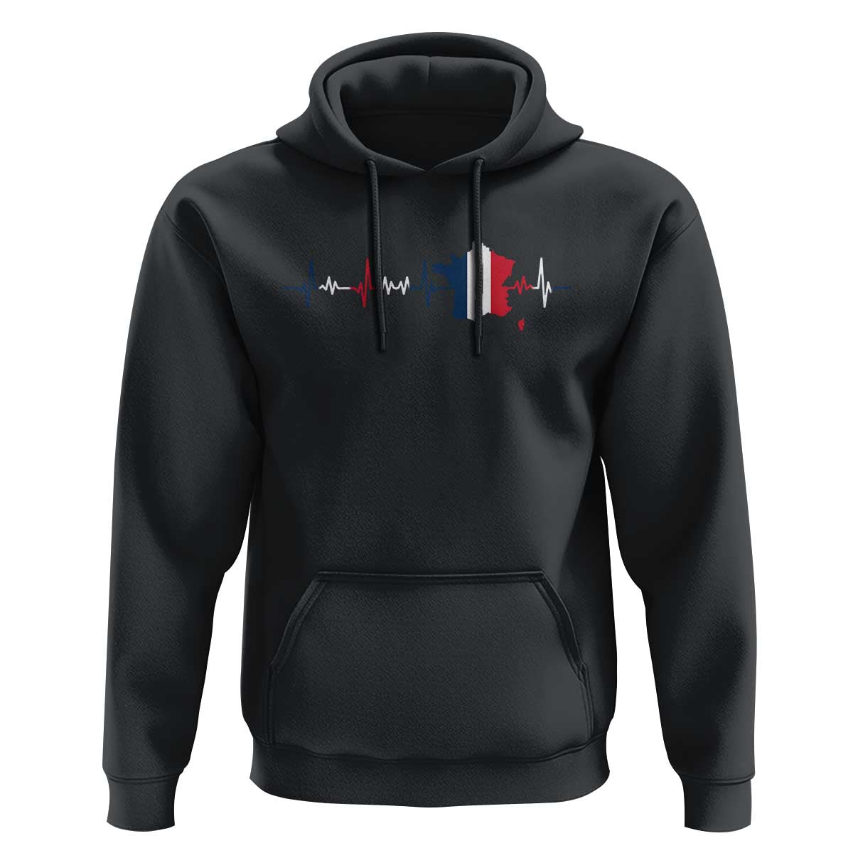 France Heartbeat EKG French Flag Map Hoodie