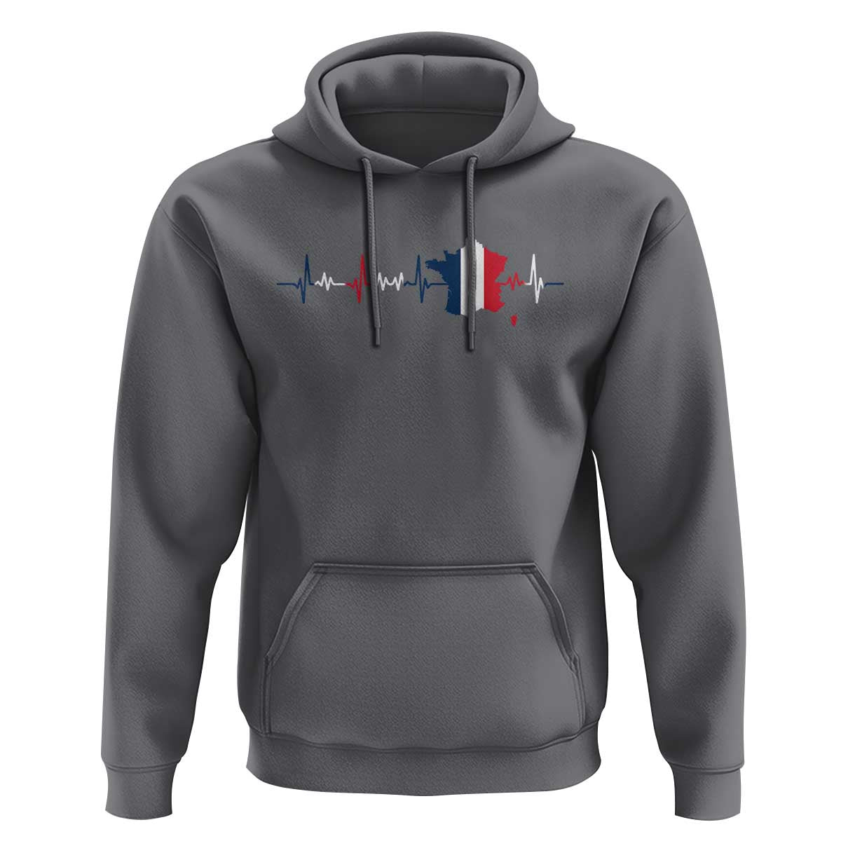 France Heartbeat EKG French Flag Map Hoodie