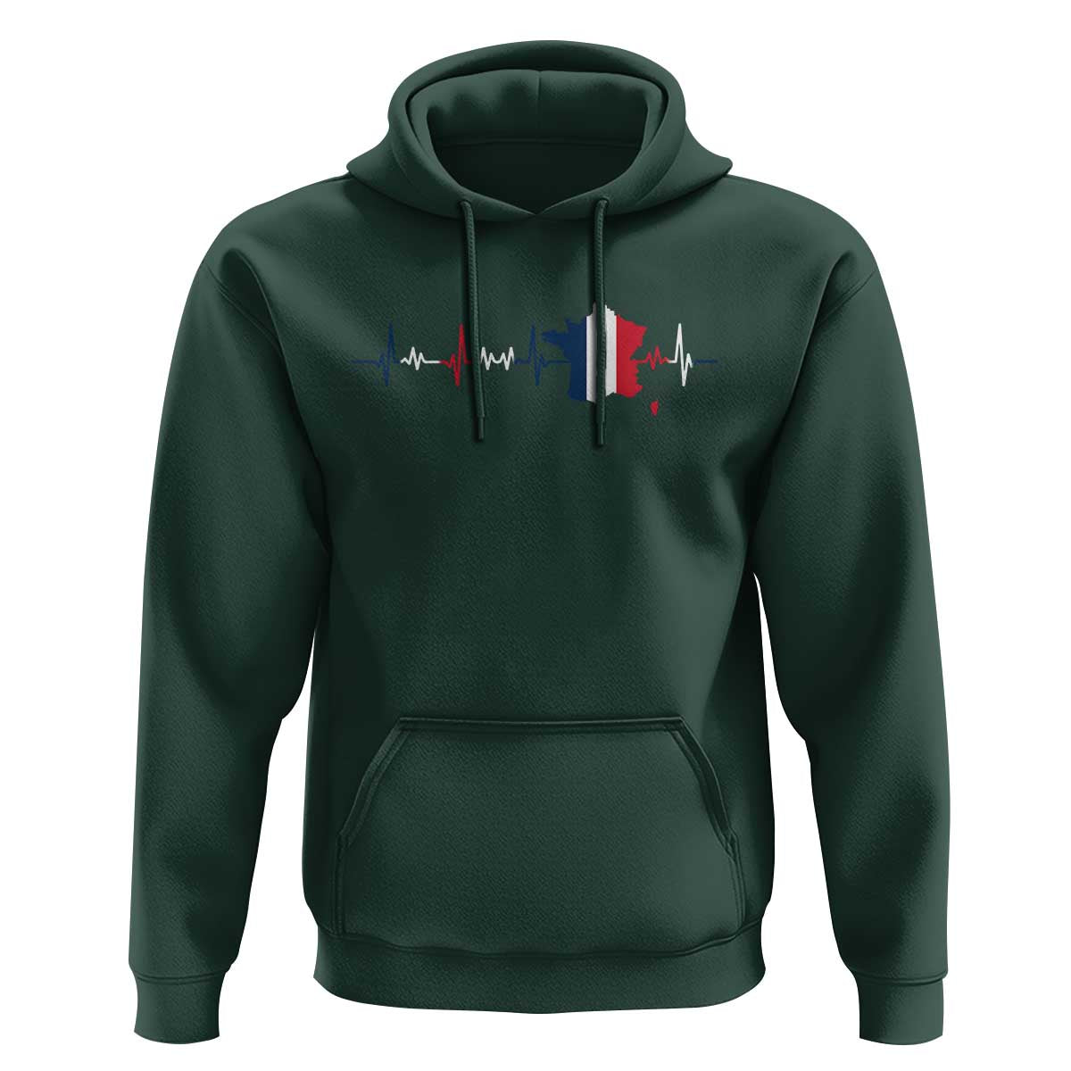 France Heartbeat EKG French Flag Map Hoodie