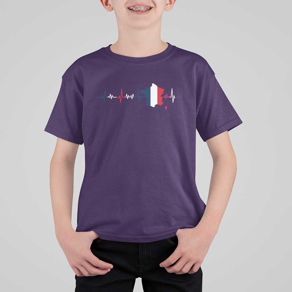 France Heartbeat EKG French Flag Map T Shirt For Kid