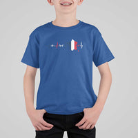 France Heartbeat EKG French Flag Map T Shirt For Kid