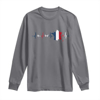 France Heartbeat EKG French Flag Map Long Sleeve Shirt