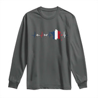 France Heartbeat EKG French Flag Map Long Sleeve Shirt