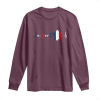 France Heartbeat EKG French Flag Map Long Sleeve Shirt