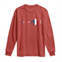 France Heartbeat EKG French Flag Map Long Sleeve Shirt