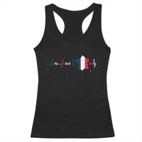 France Heartbeat EKG French Flag Map Racerback Tank Top
