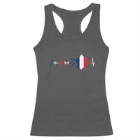 France Heartbeat EKG French Flag Map Racerback Tank Top
