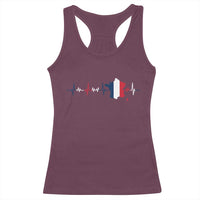 France Heartbeat EKG French Flag Map Racerback Tank Top