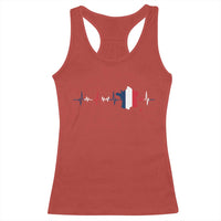 France Heartbeat EKG French Flag Map Racerback Tank Top