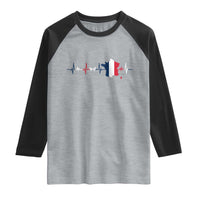 France Heartbeat EKG French Flag Map Raglan Shirt