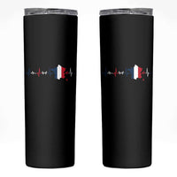 France Heartbeat EKG French Flag Map Skinny Tumbler