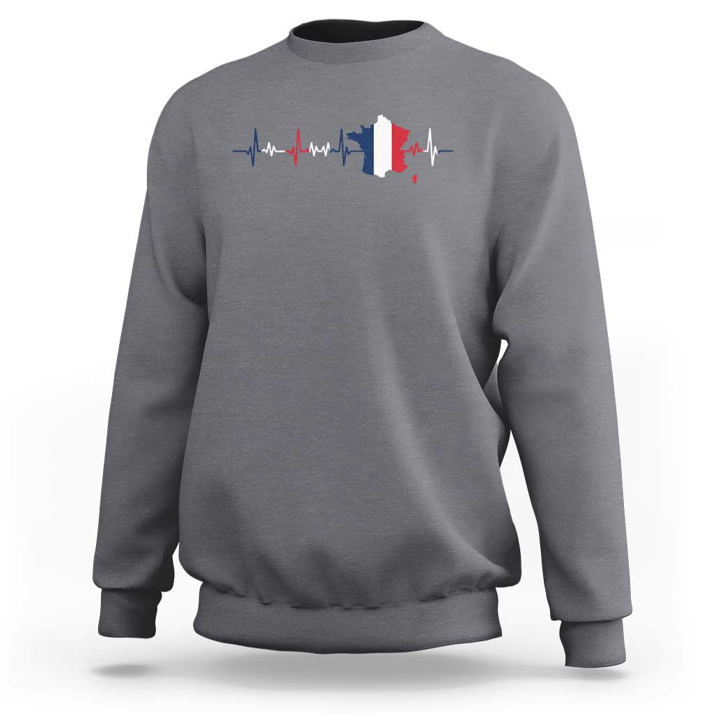 France Heartbeat EKG French Flag Map Sweatshirt