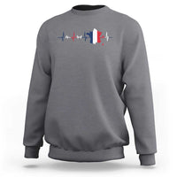 France Heartbeat EKG French Flag Map Sweatshirt