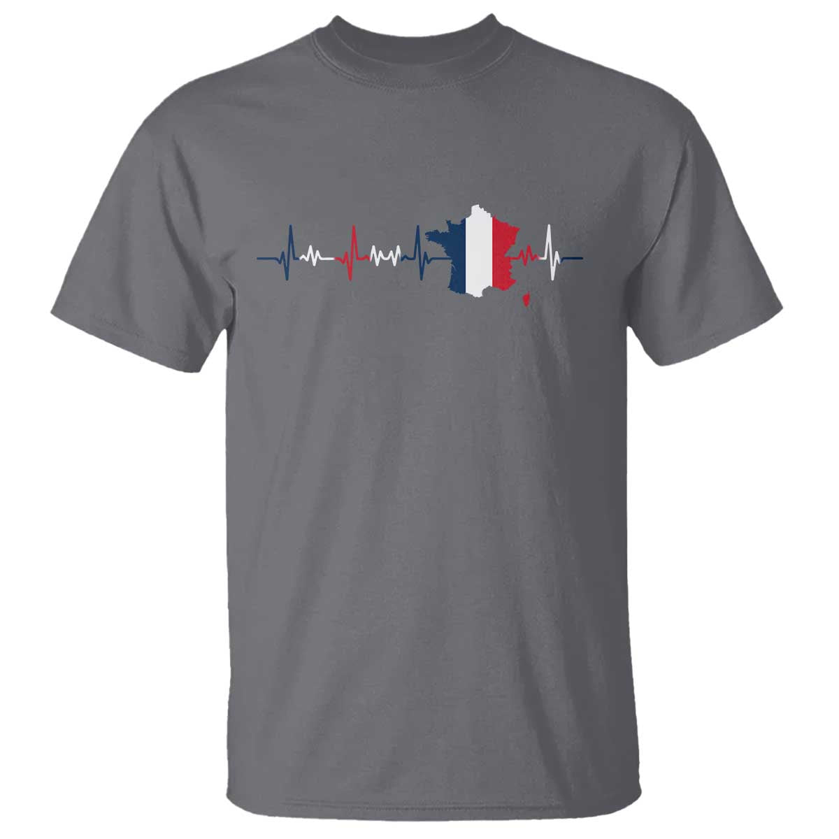 France Heartbeat EKG French Flag Map T Shirt