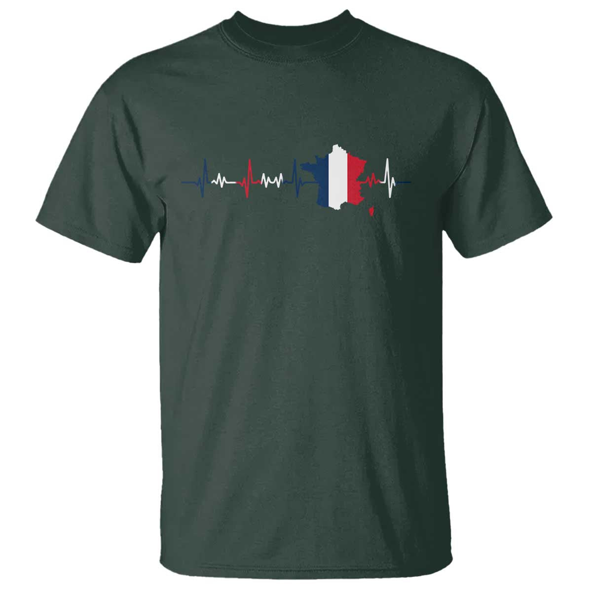 France Heartbeat EKG French Flag Map T Shirt