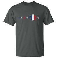 France Heartbeat EKG French Flag Map T Shirt