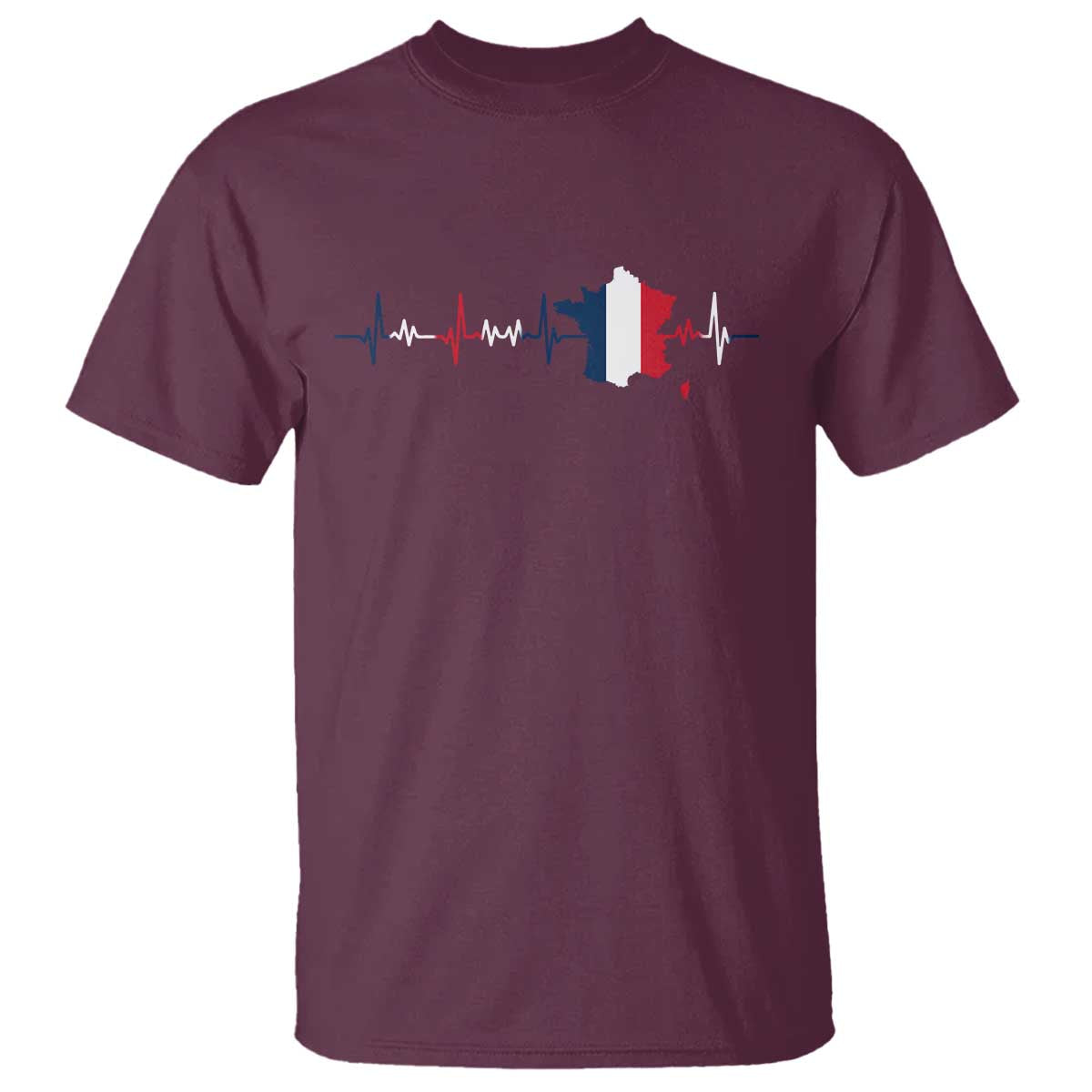 France Heartbeat EKG French Flag Map T Shirt