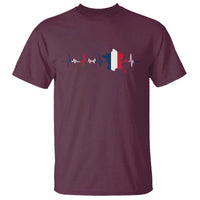 France Heartbeat EKG French Flag Map T Shirt