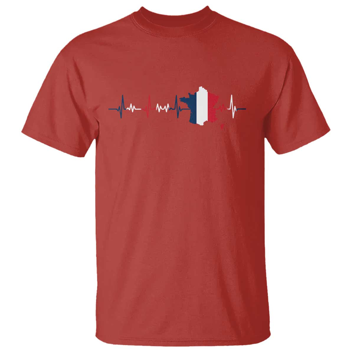 France Heartbeat EKG French Flag Map T Shirt