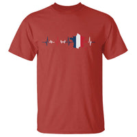 France Heartbeat EKG French Flag Map T Shirt