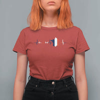 France Heartbeat EKG French Flag Map T Shirt For Women