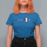 France Heartbeat EKG French Flag Map T Shirt For Women