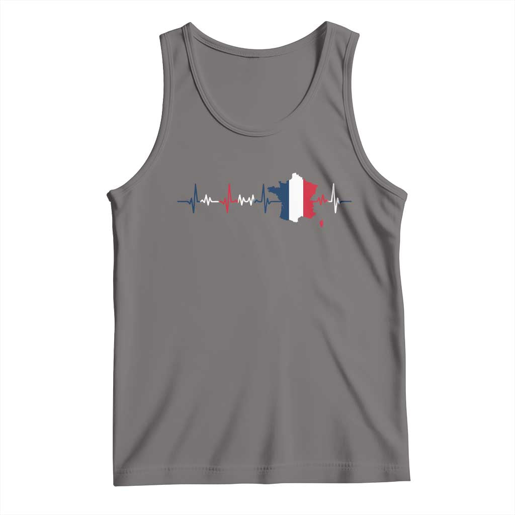 France Heartbeat EKG French Flag Map Tank Top