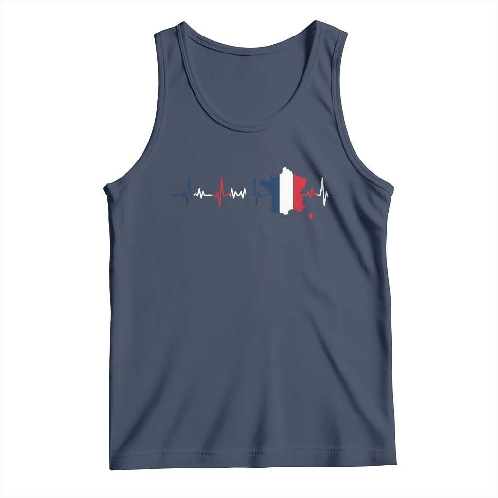 France Heartbeat EKG French Flag Map Tank Top