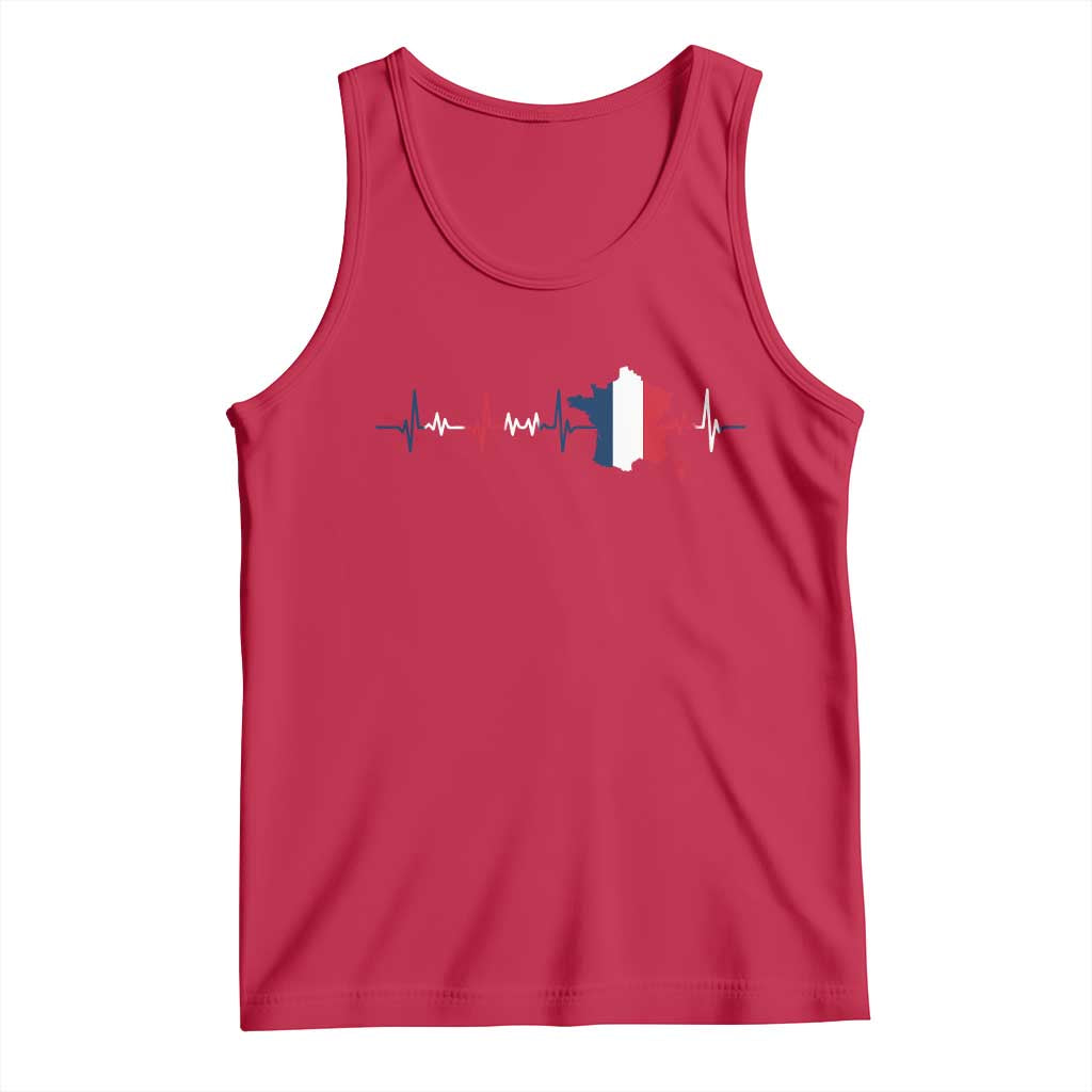 France Heartbeat EKG French Flag Map Tank Top