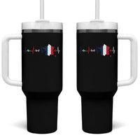 France Heartbeat EKG French Flag Map Tumbler With Handle