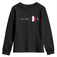 France Heartbeat EKG French Flag Map Youth Sweatshirt
