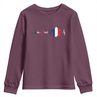 France Heartbeat EKG French Flag Map Youth Sweatshirt