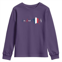 France Heartbeat EKG French Flag Map Youth Sweatshirt