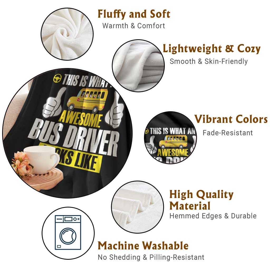 Funny School Bus Driver Throw Blanket This Is What An Awesome Bus Driver Looks Like - Wonder Print Shop