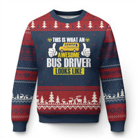 Funny School Bus Driver Ugly Christmas Sweater This Is What An Awesome Bus Driver Looks Like - Wonder Print Shop