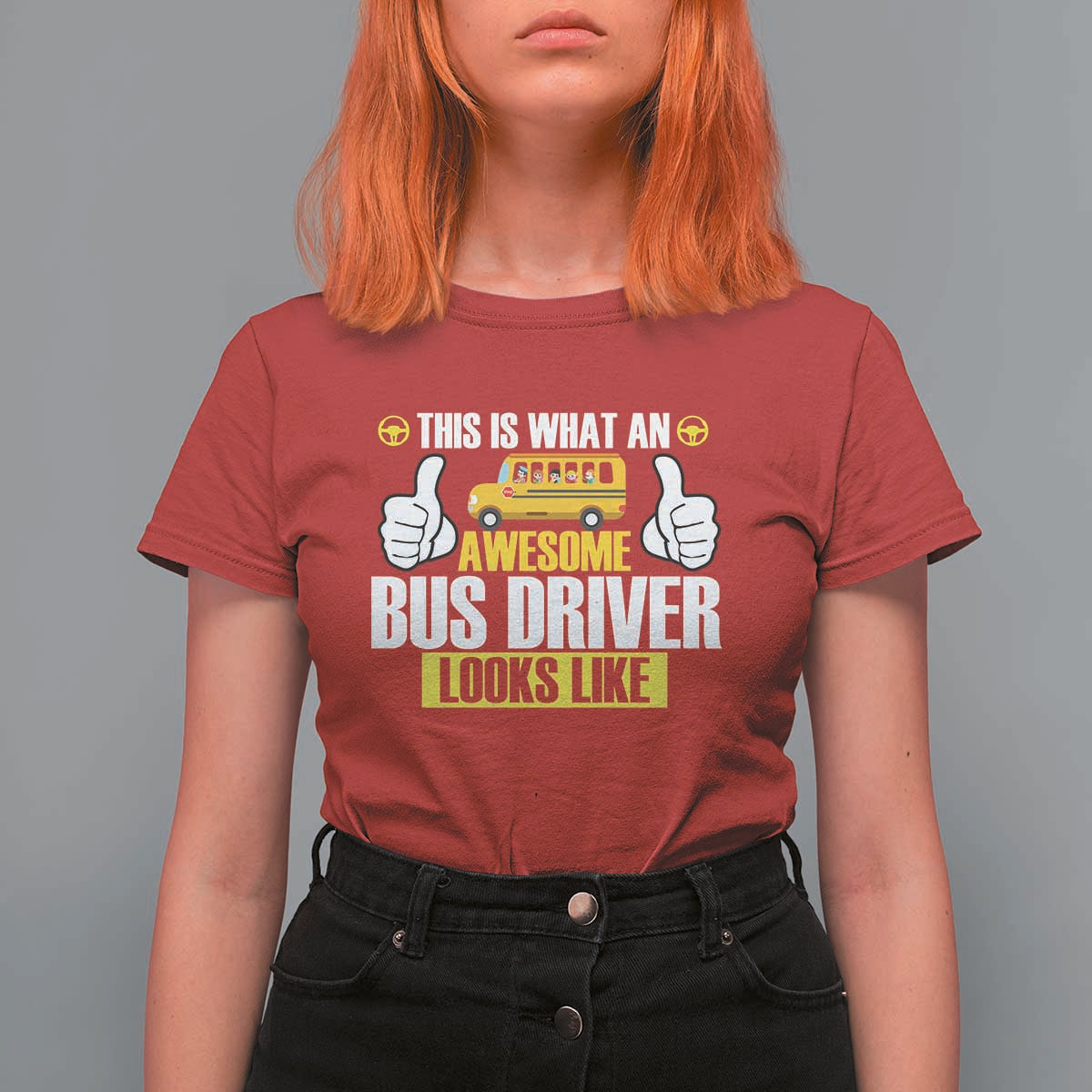 Funny School Bus Driver T Shirt For Women This Is What An Awesome Bus Driver Looks Like - Wonder Print Shop
