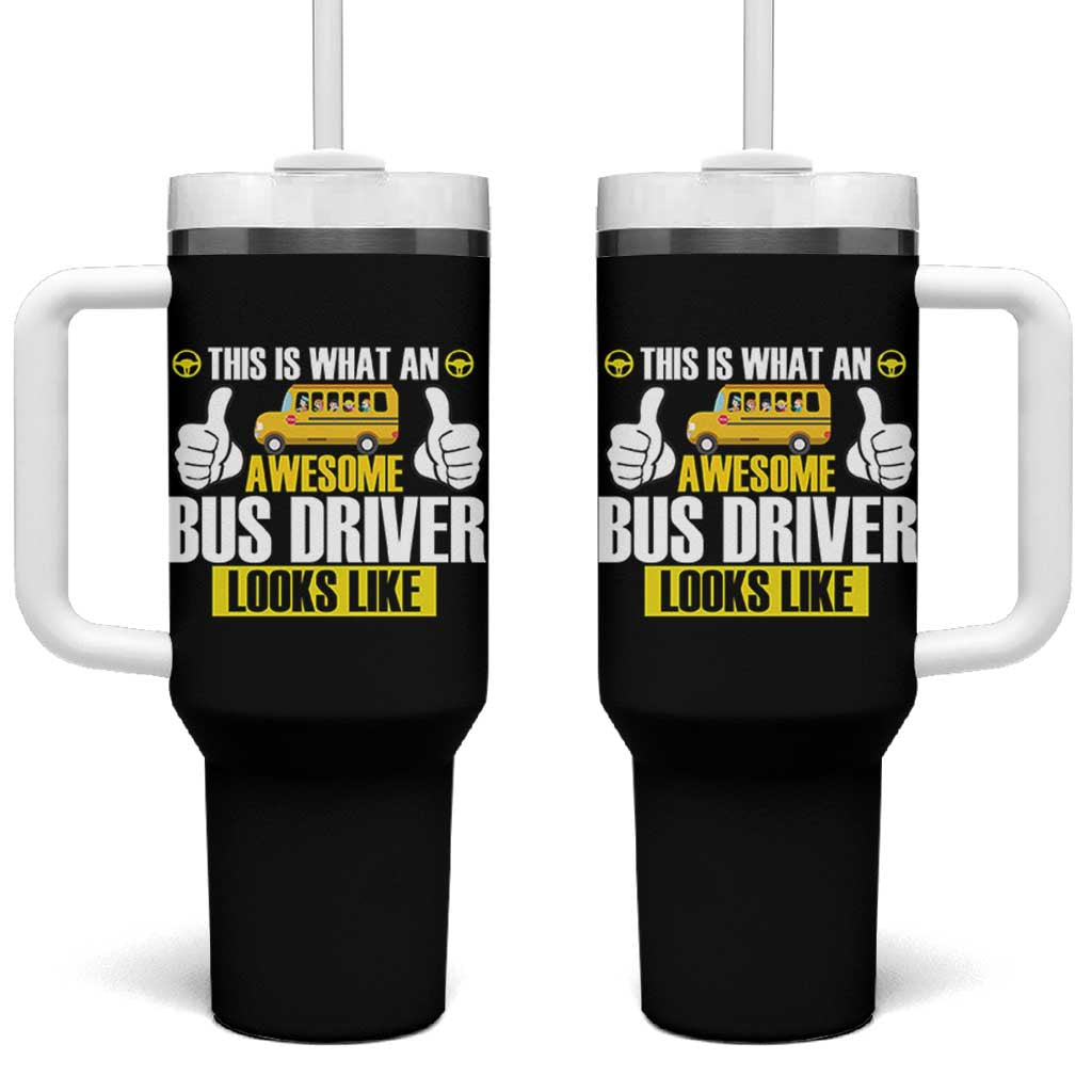 Funny School Bus Driver Tumbler With Handle This Is What An Awesome Bus Driver Looks Like - Wonder Print Shop
